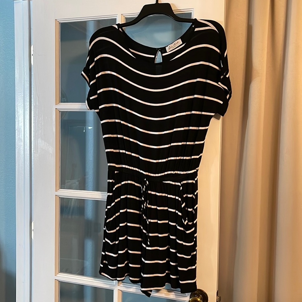 Women’s black and white striped romper